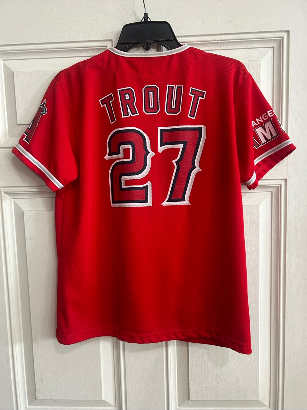 Los Angeles Angels #27 Red Mike Trout Kids Baseball Jersey - Picture 2 of 5